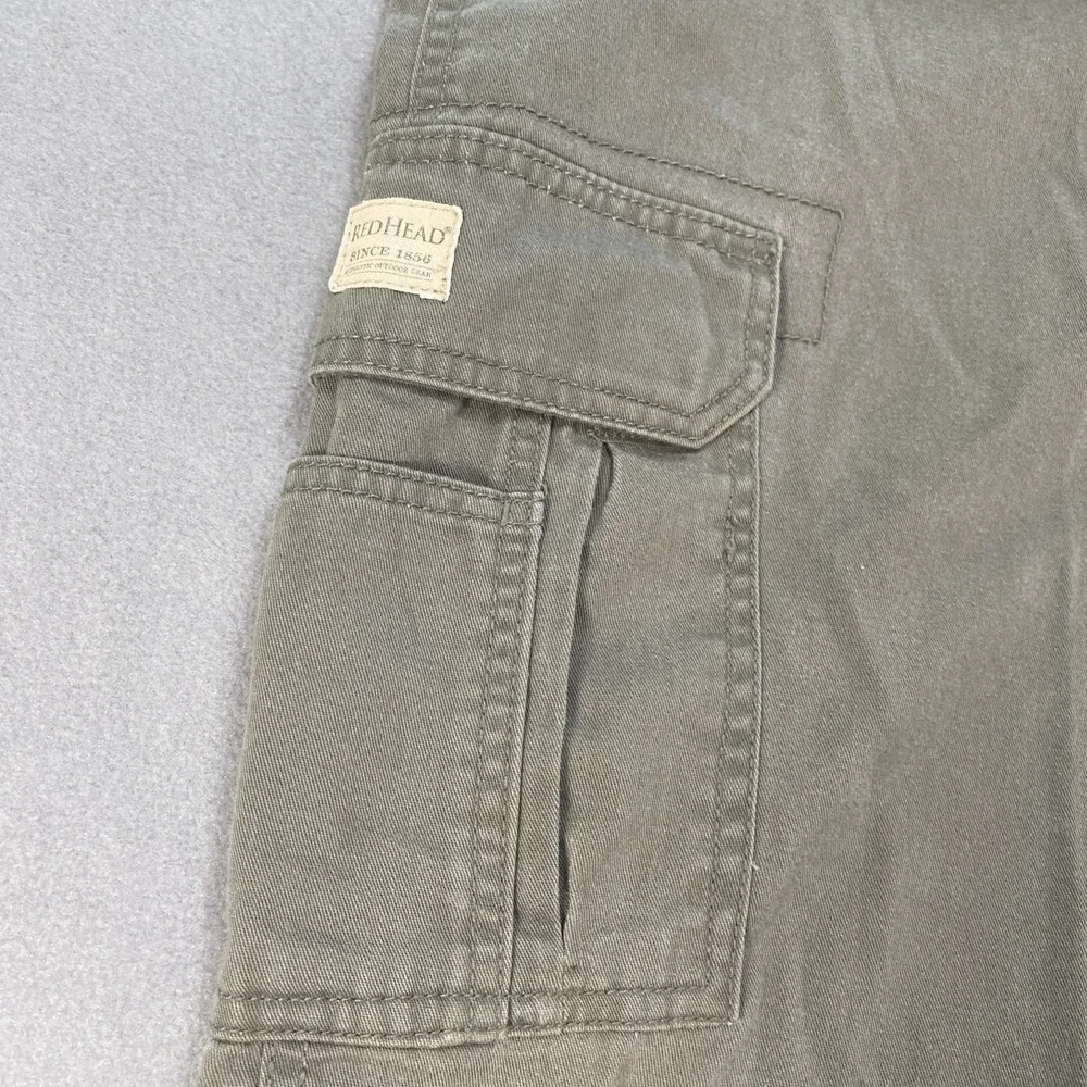RedHead Cargo Pants Mens Green Cotton Stretch Straight Leg 42x30 Outdoor Hiking